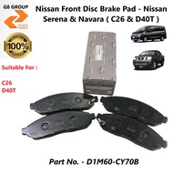 Nissan  Front Disc Brake pad - Nissan Serena & Navara ( C26 & D40 ) - D1M60-CY70B