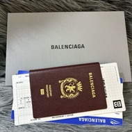 BALENCIAGA 巴黎世家 787777 限量 紅棕色 護照 機票 卡夾 證件套 長夾 皮夾 拉鍊 零錢袋