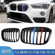 Pulleco Gloss Black M Car Front Kidney Bumper Grill Racing Grilles For BMW X1 F48 F49 Single Slat Gr