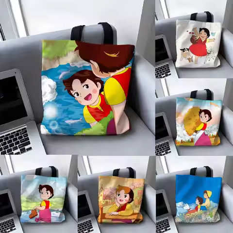 Heidi Girls Cartoon Storage Bags Versatile LargeCapacity Canvas Shoulder Bag Women's Casual Versatil
