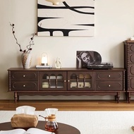 TV Cabinet Solid Wood Influencer American Living Room Floor Storage Retro Cabinet New Style Coffee T
