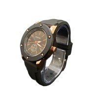 Jam Tangan Wanita Fossil Rubber Karet Chrono Variasi Analog Quartz Tahan Air Elegan