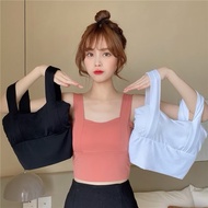 Tanktop Bra Sport Crop Top Square Neck Seamless Sports Gym Push up