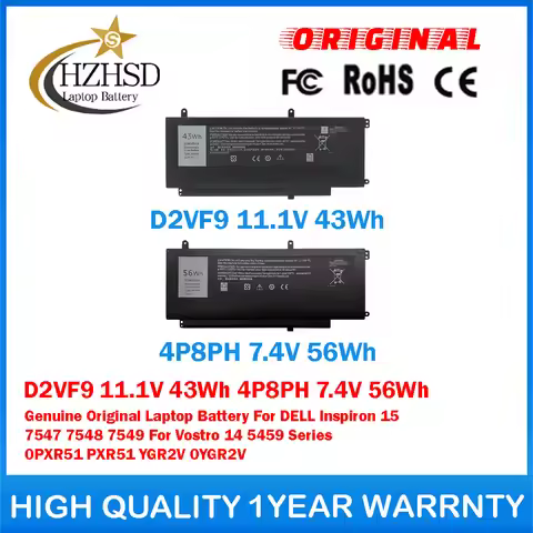 D2VF9 11.1V 43Wh 4P8PH 7.4V 56Wh Genuine Original Laptop Battery For DELL Inspiron 15 7547 7548 7549
