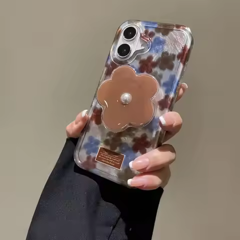 Retro Flower Grip Tok Shinning Hard Phone Case For Xiaomi 15T 14T 13T Pro Poco F5 F7 F8 Ultra X4 X5 