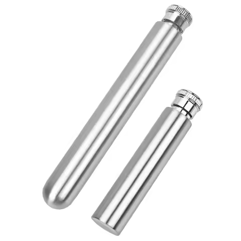 HILIFE Stainless Steel 1oz/1.5oz Hip Flasks Wine Whisky Bottle Tubular Wine Pot Polished Round Botto