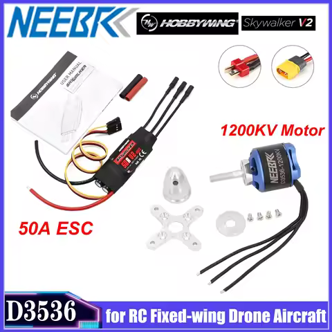 NEEBRC D3536 3536 1200KV Brushless Motor with 50A V2 ESC Combo T/XT60 Plug for RC Fixed-wing Drone A