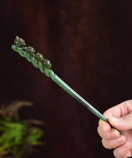 和田玉碧玉髮簪 簡單大方 尺寸約192.3*17.8*8,8mm 重約28.1克