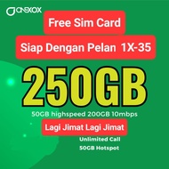 (Free Delivery) ONEXOX 5G Sim Card with Data Plan 1X-35 (250GB) UNLIMITED DATA & Call XOX Simkad