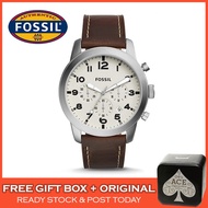 Classic Original Fossil FS5182 Pilot 54 Chronograph White Stainless Steel Leather Fashion Men Watche