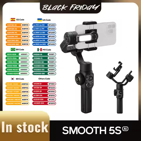 ZHIYUN Official SMOOTH 5S AI Tracking Gimbal for Smartphone 3-Axis Stabilizer Fill light Gimbals for