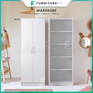 FurnitureFit  2 Door Wardrobe with 5 shelves / Almari Baju 2 Pintu / Rak Baju / 2 Door Cupboard