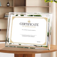 Crystal High Clear Frame A4 Certificate/Menu Holder, clearer than acrylic, 8R Photo, Silver Border