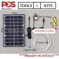9V 6W Solar Panel & Submersible Pump with DC Port 2.5m High 240L/H + 2 meter Pipe [Hydroponik Sistem