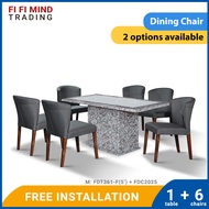 Americo Marble Dining Set/ Marble Dining Table/ Meja Makan 6 Kerusi/ Meja Makan Marble/ Meja Makan Set