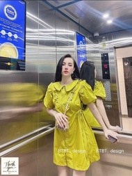 [Voucher 50k Freeship Max 0 đồng toàn quốc] Đầm sơ mi vải kate dày dặn mặc hè tay phồng cổ bèo đầm b