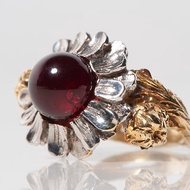 独特的波罗的海红琥珀戒指 独一无二的手工制作红琥珀戒指 波罗