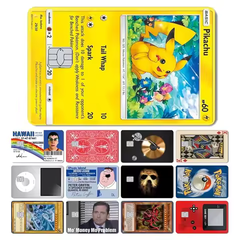 Stylish Yogioh Pikachu Star Mclovin Bitcoin Cover Film Sticker Skin Case for Credit Debit Card Small