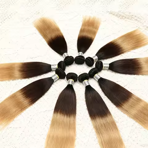Brazilian Hair T1B/4/27 Ombre Color 1/2/3 Bundles Striaght Human Virgin Hair Weave 100g/PC Double We