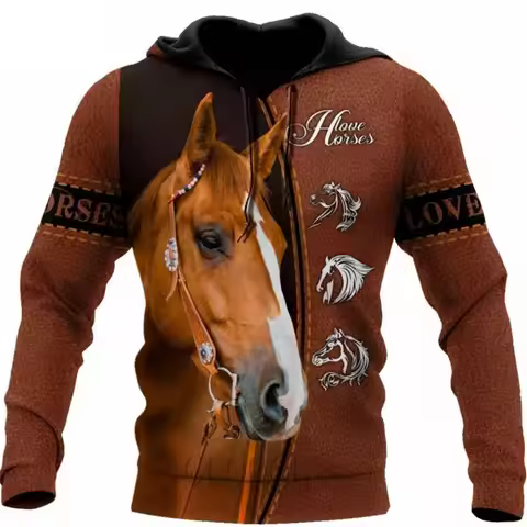 Spring And Autumn Fashion 3D Printing Cute Animal Horse Men's/Women's Hoodie Street Personality Wild