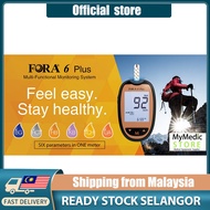 (Original) FORA 6 Plus Glucometer Blood Glucose Meter Ketone Uric Acid Total Cholesterol Monitor (Li