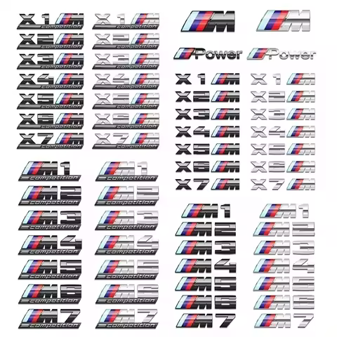 3D ABS Chrome Emblem Letters logo Car Trunk Badge Sticke for BMW M power Thunder Edition competition