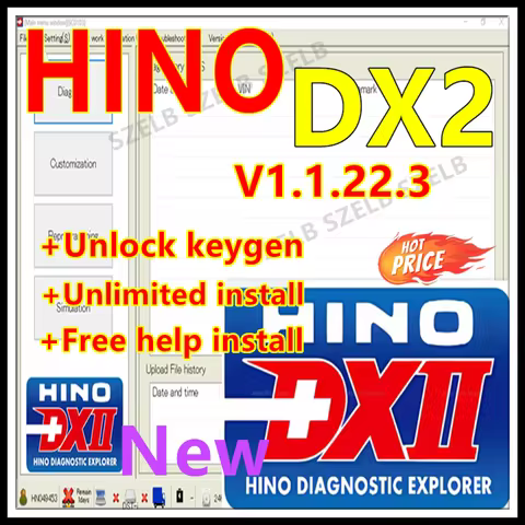 2025 hot sell, for Hino DX2 V1.1.22.3 for Hino Diagnostic EXplorer 2 + unlock keygen + free help ins