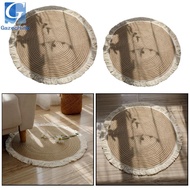 Gazechimp Jute Indoor Area Rug Tassel  Bohemian  Coffee Table Circle Throw Rug Floor Mat
