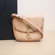 SAINT LAURENT KAIA馬鞍包小號18.5棕色牛皮金扣肩背包