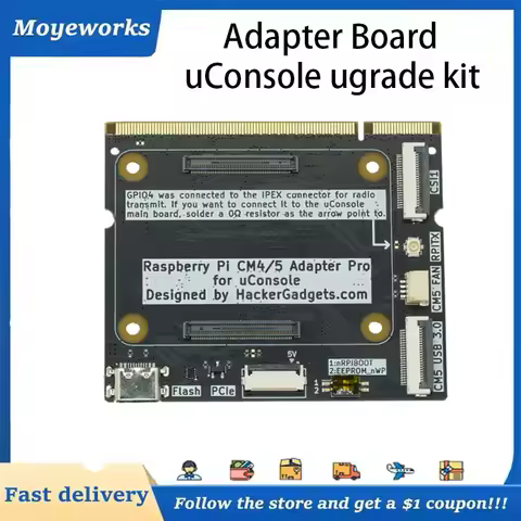 uConsole Adapter Board Supports PCIe/ RPITX/ CSI2/ RTC battery Connector /PWM Fan for Raspberry Pi C