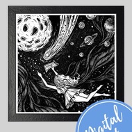 數位 Space picture. Universe poster. Digital Drawing. Girl drawing. Universe drawing.