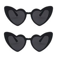 2 Pack Heart Shape Sunglasses,Colorful Trendy Sunglasses Vintage Cat Eye Glasses for Party Favor or
