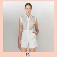 [asv pf24] Bettany Midday Shirt เสื้อเชิ้ตผู้หญิง แขนกุด แต่งขอบปลายแขนและด้านหน้า ผ้าเซียร์ซัคเกอร์