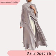 longuette ✻GDTIMA Abaya Long Dress Muslimah Solid Cardigan Robe Dress（Without A Headscarf）✪