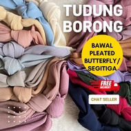 [Supplier] Bawal Pleated Butterfly/ Segitiga Borong - Tudung direct kilang
