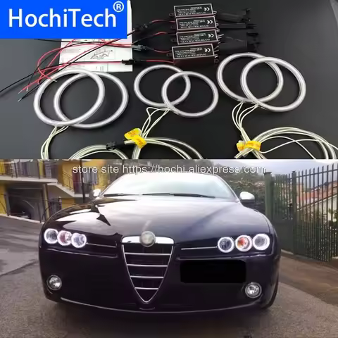 For Alfa Romeo 159 2005-2011 HochiTech WHITE 6000K CCFL Headlight Angel Demon Eyes Kit Angel Eyes Li