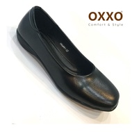 OXXO รองเท้าคัทชู รองเท้าใส่ทำงาน รองเท้านักเรียน ทรงหัวตัด ส้นสูง 2ซม. วัสดุหนังพียู ส้นพียู ใส่สบาย พื้นนิ่ม น้ำหนักเบา X66441