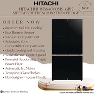Hitachi R-WB640V0MS-GBK 569L SBS French Fridge Inverter Black Glass Large Capacity - Free Delivery