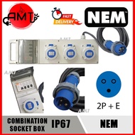 NEM PORTABLE PLUG & SOCKET COMBINATION BOX IP67 16A 3PIN 240V A05M-6-IP67-3C