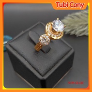 Tubi Cony modern style women's ring with CZ stone N15923-121-QC