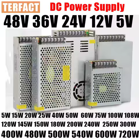 12V 24V 36V 48V 5V DC Power Supply SMPS 1A 2A 3A 5A 10A 110V AC 220V to 12Volt 48V 36V 10W 200W 300W