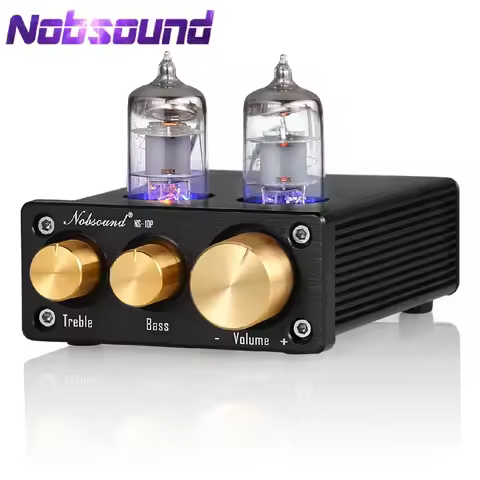 Nobsound NS-10P Mini Vacuum Tube Preamp HiFi Audio 6J1 Valve Pre-Amplifier With Treble&Bass Tone Con