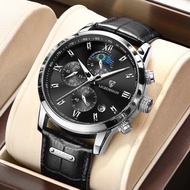 LIGE seiko automatic watch Original watches for men Fashion Leather Strap Waterproof Chronograph Men Casual Watches