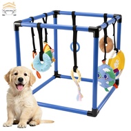 Indoor Dog Interactive Gym Puppy Play Gym with 8 Teething Toy for Small Dog (Blue 19.6 x 19.6 x 19.6