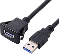 CY USB 3.0 Single Port Extension Latch Mount Car AUX Cable for Dashboard Panel 1m Waterproof