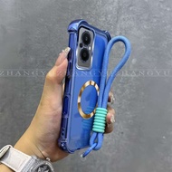 Suitable For OPPO Reno 7Z 8Z phone case gold magnetic charging ring new hanging rope shockproof prot