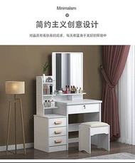 梳妝台 化妝檯 臥室床頭櫃化妝品收納架帶鏡子帶led燈組合櫃