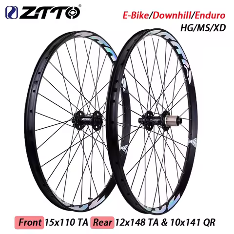 ZTTO Wheelset 35mm Wide Rim E-Bike MTB Enduro Wheelset Tubeless 27.5/29 148 Boost Hub Thru Axle Stee