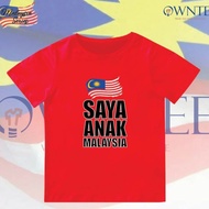 MERDEKA Saya Anak Malaysia Kids Tshirt 100_ Cotton Round Neck Short Sleeve Unisex READY STOCKS