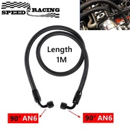 1M AN6 6AN Black Braided Oil Fuel Fittings Hose End 90+90 0+90 Degree Oil Adaptor Kit Oil Fuel Hose 